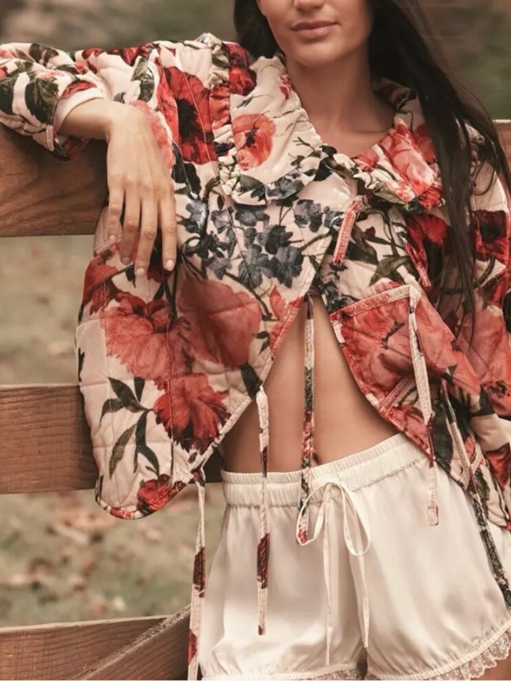 Maeve Anthropologie The Hazel Velvet Quilted Multi Color Floral Print Jacket
